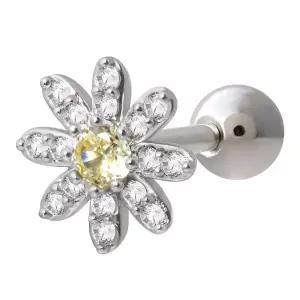 [NS홈쇼핑][미니아트] 써지컬 스틸 큐빅 데이지 꽃 패션 피어싱 한쪽[35843841]