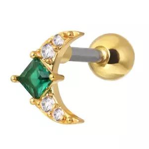 [NS홈쇼핑][미니아트] 써지컬 스틸 그린문 큐빅 달 패션 피어싱 한쪽[35843842]