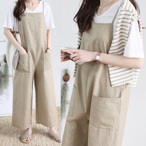 H_쿠키 린넨 점프수트/린넨/점프수트/오버롤/멜빵바지