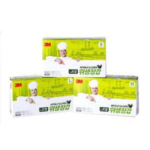 3M 일회용 니트릴 라텍스 장갑 100매입 비멸균 LATEX 위생글러브