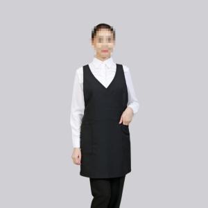 X형 브이넥 랩 앞치마 검정 AC1515