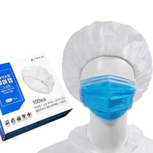 일회용 위생모자 100매 라운드캡 부직포 헤어캡  클린룸 식품공장 방문자가운 제조