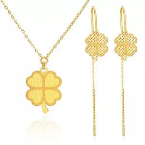 여자 순금 목걸이 귀걸이 세트 3.75g 24K [심플 클로버]