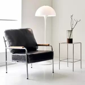 디아브 1인용 카페 인테리어 가죽 소파(실버 프레임)