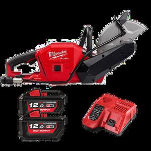 밀워키 충전 9인치 컷오프쏘 18V 콘크리트 절단기 배터리(12.0)2개 세트 M18 FCOS230-122G