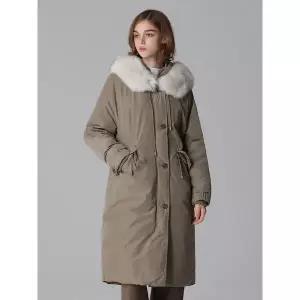 [하프클럽/쉬즈미스]천연폭스퍼 후드 패딩 코트 (택가격 708000원)