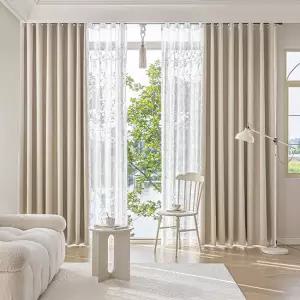 [One TV][슈퍼특대형]시에르 4중직 자카드 암막 커튼 세트(암막 커튼+ 자수 커