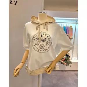 [대구백화점] [클리지]플라워 프린팅 반팔 후드 티셔츠(CP3WTS25)