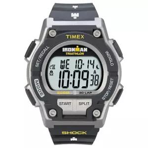 Timex 아이언맨 인듀어 30 쇼크 레진 스트랩 남성용 손목시계 풀사이즈 블랙/옐로우 (T5K195)