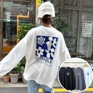 OK카우스 긴팔 BOX 여성 오버핏 티셔츠 (3컬러) 박시핏 빅사이즈 맨투맨