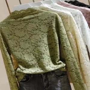 여자 시스루 목티 프릴 빅사이즈 반폴라 목폴라 레이스