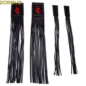 ZORBYZ 바이크 오토바이 블랙 불꽃 인조 가죽 그립 레버 커버 핸들 바 프린지 깃발 Harley Custom 용 술