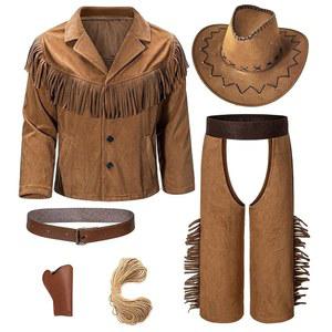 남자아이들을 위한 카이퓨트 카우보이 코스튬 키즈 자켓 서부극 할로윈 파티 코스프레 3-12년