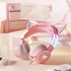 고양이헤드셋 유튜브 게임 고양이귀 게이밍 무선 유튜버 고양이 헤드셋 노이즈 마이크 유선