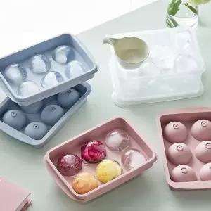 아이스볼 6구 얼음트레이 4종 4P 세트 핑크 블루 홈카페 하이볼 위스키 원형얼음