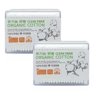 풍성 유기농 오가닉 순면 면봉(사각) 200개입 X 2개 대용량 위생 항균 면봉