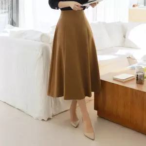 [시크라인] (~XXL까지) 유레스 뒷지퍼 플레어 롱 스커트 봄 가을 하객룩 오피스룩 모임룩 격식룩 빅사이즈