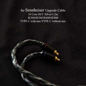 sennheiser 호환 IE200/IE300/IE600/IE900용 Type-C 업그레이드 케이블 16코어 OCC 은도금 HiFi 이어폰 와