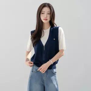 리포아 레이어드 베스트 반팔 니트