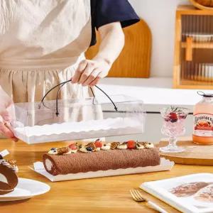 롤케이크 포장 상자 디저트 케이스 용기 파운드케익 투명 끈 박스