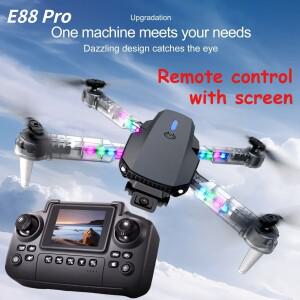 HD 화면 제어 기능이 있는 E88/E99 드론 듀얼 카메라 컬러 LED 조명 라이트 스트림 포지셔닝 ESC 기술 RC