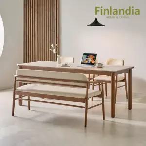 [비밀] 핀란디아 스터닝 세라믹 6인 식탁세트(의자3벤치1)