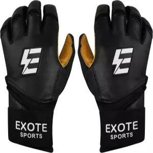 엑소트 볼트 야구 및 소프트볼 남성용 배팅 글러브 청소년 사이즈 - 긴 커프 통기성 가죽 추가 그립 손목