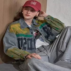 [르니앤맥코이]페인팅 포인트 셔츠 카라 데님 자켓 LN04JK701