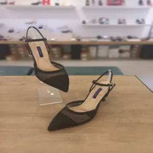 [세라] (1color) 굽 7cm 메쉬  망사 포인트토  여성 미들 슬링백힐  S24G012