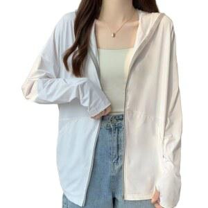 [ZYUZES] UV 차단 후드티, 냉감, 래시가드, 여성용, 래시, 긴소매 손가락 구멍이 있는 롱 기장 얇은 소재 큰 사이즈 흡수 속건 접촉 냉감 래시 수영복 코트 스포츠 아웃도어