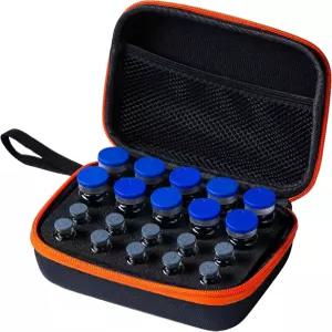 20 바이알 홀더 3ml 펩타이드 케이스 및 인슐린 GLP1 보관용 냉장고 정리함 핸드 스트랩 로고 블랙 오렌지