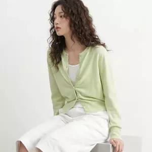 [탑걸]쿨 코튼 라운드 니트 가디건_T611OT808