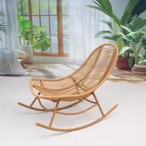 프리미엄 라탄 흔들의자 스윙체어 싱글 쿠션 야외용 1인용 등나무 곡선형 달 단일 의자