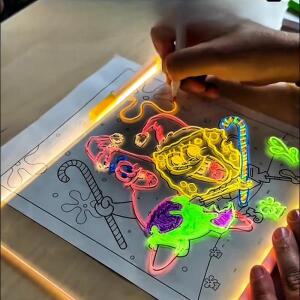 LED 노트 보드 어린이 그림 장난감 발광 워드패드 드로잉 DIY 아크릴 컬러 펜 포함 야간 조명 칠판