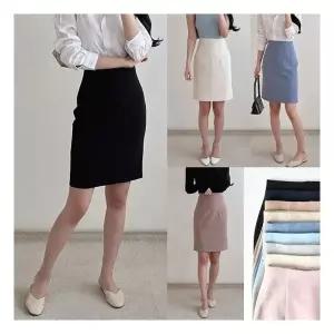 [큐즈샵] 여성 H라인 스커트 정장 치마 스판 오피스룩 하객룩 빅사이즈 9컬러
