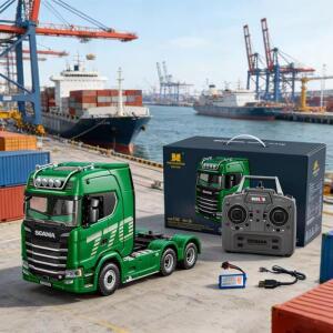 1:18 스케일 770s RC 트랙터 트럭 Huina 1501 플라스틱 RTR 로리 자동차 리모컨 자동차 모델 배터리 조명