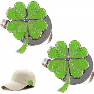 디봇 툴 수리 골프 포크 캡 클립 골프공 골프모자 클로버 모자 마크 네 잎 자기 마커 펜 2개