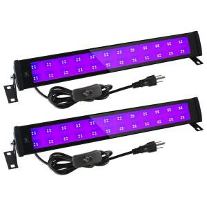 BOSITE 50W 블랙 라이트 바 방수 휴대용 395-405nm UV LED 블랙라이트(플러그+ON/오프 스위치 ) 형광 포스터 / 바디 페인트 침실 우라늄 유리 디스플레이 크리스마스 글로우 파티(2팩)