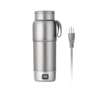 ZING TTI 순수 티타늄 전기 가열 여행용 주전자, 17.5온스, 이중 진공, 휴대용 조절 가능한 다중 온도 , 100V-240V 호환, 그레이엘 물병.