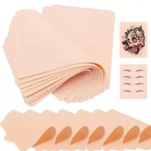 유롱 8PCS 타투 페이크 스킨 1.3mm 연습 빈 실리콘 양면 7.4x5.6 용품용 눈썹