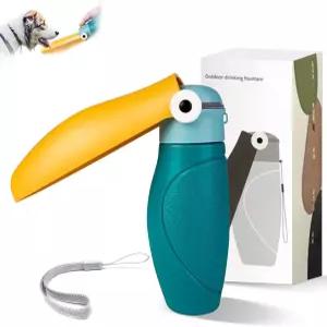 반려견 물병 휴대용 강아지 여행용 산책용 디스펜서 필수품 원터치 물 및 리트랙션 두꺼운 본체 충격 방지