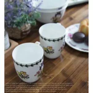 홈카페 사무실 다과 손님 2p 머그컵 물컵 우유 음료 꽃무늬 찻잔