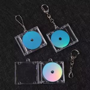 1개 NFC 기능 CD 디스크 키 체인 미니 케이스 키홀더 기념 앨범 DIY 백팩 펜던트용
