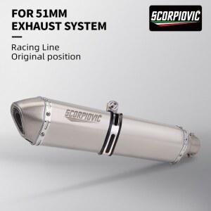 오토바이 범용 배기관 소음기 51MM 스테인레스 스틸 머플러 300 370MM