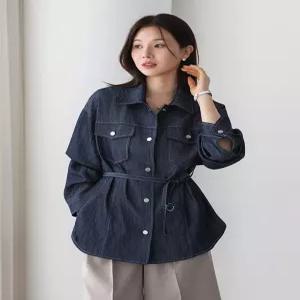 [WPBG]허리 벨트 간절기 데님 셔츠 자켓_2color