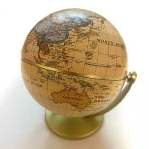 앤틱지구본 지름10cm 황금색 책상장식 인테리어소품 학습교구 서재용품