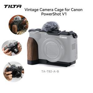 TILTA 캐논호환 PowerShot V1 기본 키트용 빈티지 카메라 케이지 - 나무로 된 검정색 마이크 윈드스크린 상