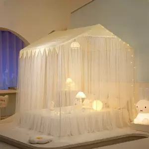 북유럽 레이스 침실 커튼 캐노피 침대 스타일 공주 커텐