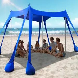 렝게 비치 텐트 캐노피 UPF50 자외선 차단 모래주머니 8개 모래 삽 바닥 말뚝 캠핑 낚시 피크닉 뒷마당