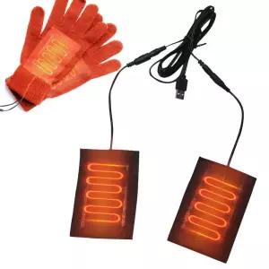 전기 USB 장갑 히터 탄소 섬유 천 가열 패드 겨울 난방 시트 손난로